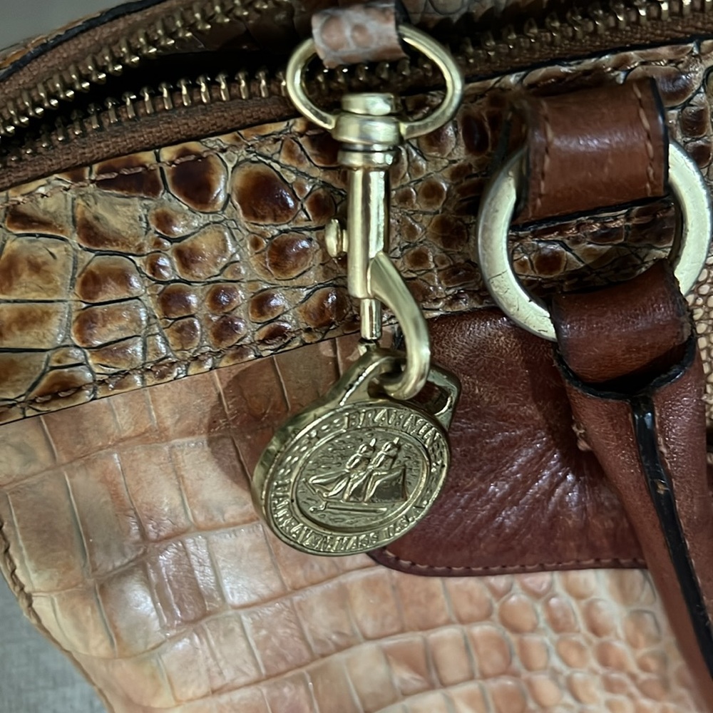 Sunday $85 - Brahmin RARE Tan Croc-Embossed/Brown Straps Women's Bag/Shoulder - Picture 13 of 14